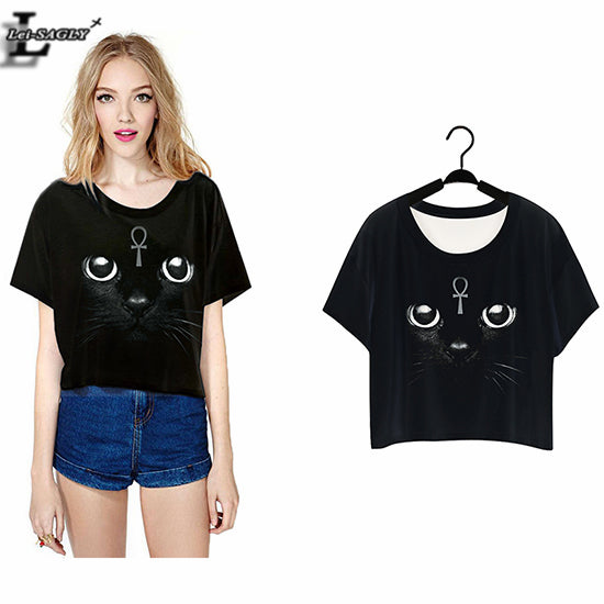 Black Cat Shining Eyes T-shirts