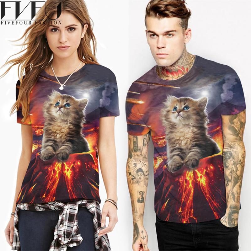 New Fashion T Shirt Women Fancy Cat 3d Printed Couples Tee