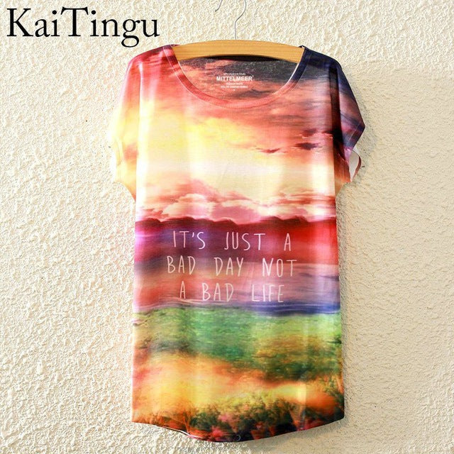 Harajuku Animal Cat Print Shirt O-Neck Short Sleeve T Shirt