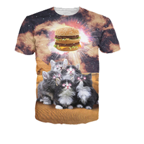 Solar Kitten Cat Vomiting A Waterfall Onto Earth Tee Shirt