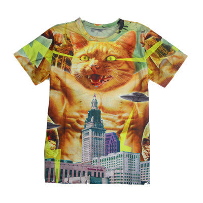 Solar Kitten Cat Vomiting A Waterfall Onto Earth Tee Shirt