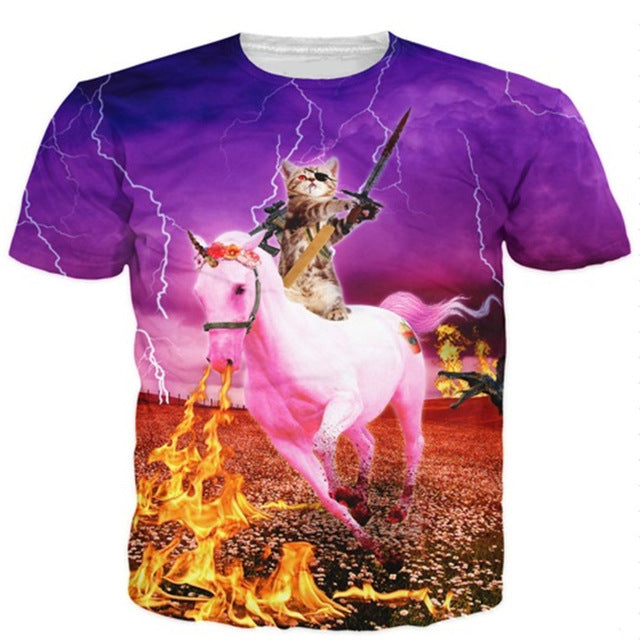 Solar Kitten Cat Vomiting A Waterfall Onto Earth Tee Shirt