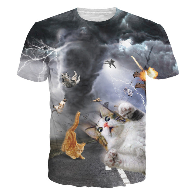 Solar Kitten Cat Vomiting A Waterfall Onto Earth Tee Shirt