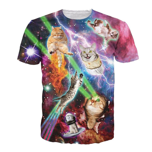 Solar Kitten Cat Vomiting A Waterfall Onto Earth Tee Shirt