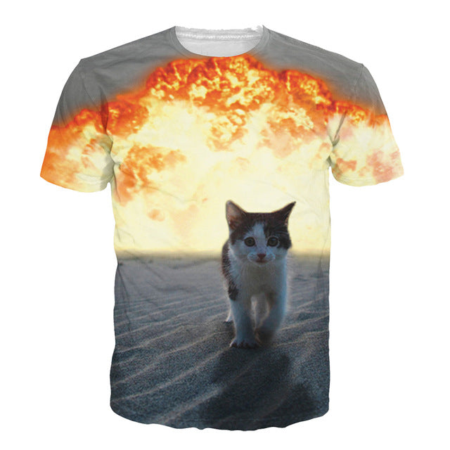 Solar Kitten Cat Vomiting A Waterfall Onto Earth Tee Shirt