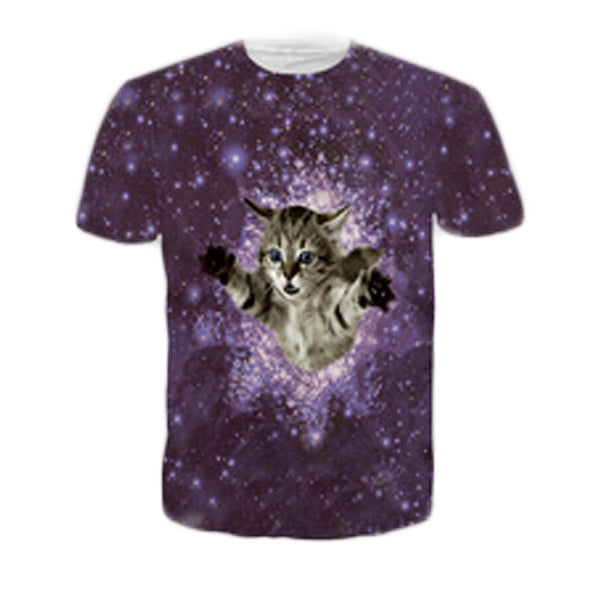 Solar Kitten Cat Vomiting A Waterfall Onto Earth Tee Shirt
