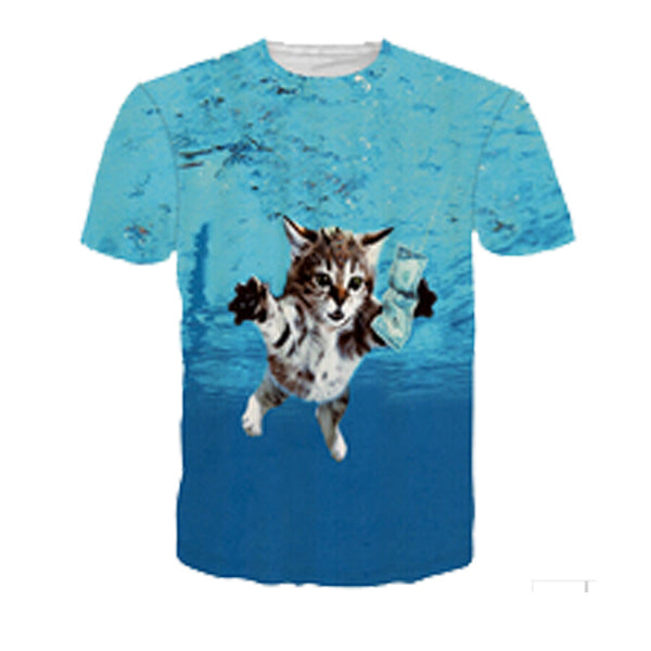 Solar Kitten Cat Vomiting A Waterfall Onto Earth Tee Shirt