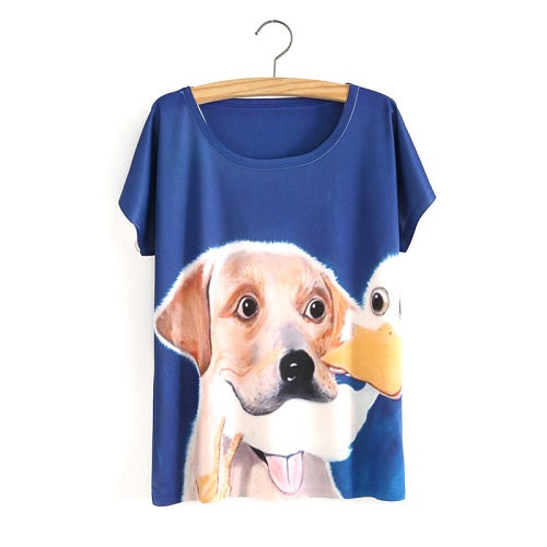 3D Satan Cat Print Casual T-shirt Tops