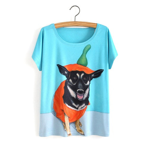 3D Satan Cat Print Casual T-shirt Tops