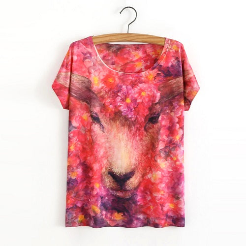 3D Satan Cat Print Casual T-shirt Tops