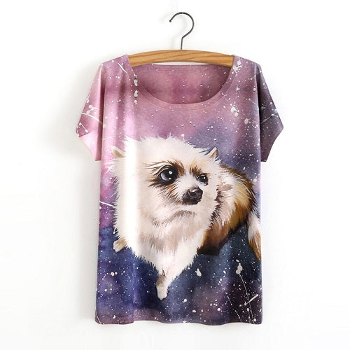 3D Satan Cat Print Casual T-shirt Tops