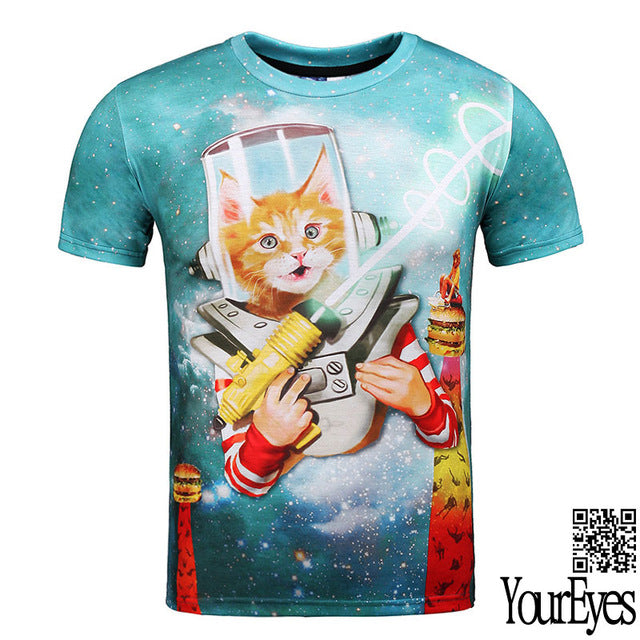 3d Print Cat Galaxy T Shirt Summer Tops Tees