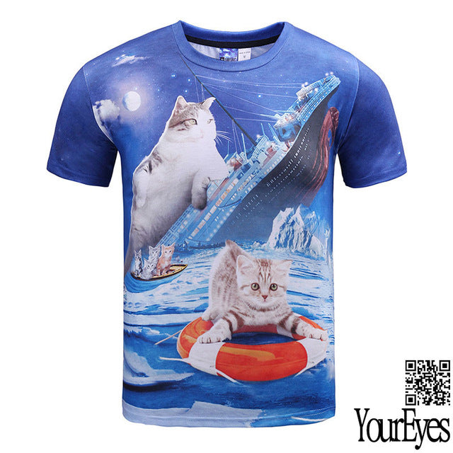 3d Print Cat Galaxy T Shirt Summer Tops Tees