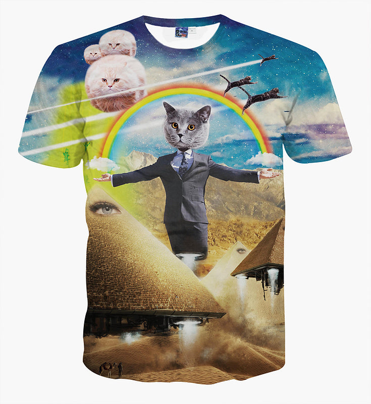 The Pawtician T-Shirt Cat Politician rocket Pyramids Cat UFO 3D Shirt