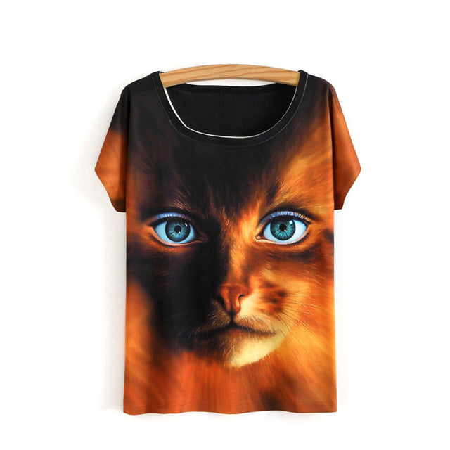 Women Cats Shirt Short Sleeve