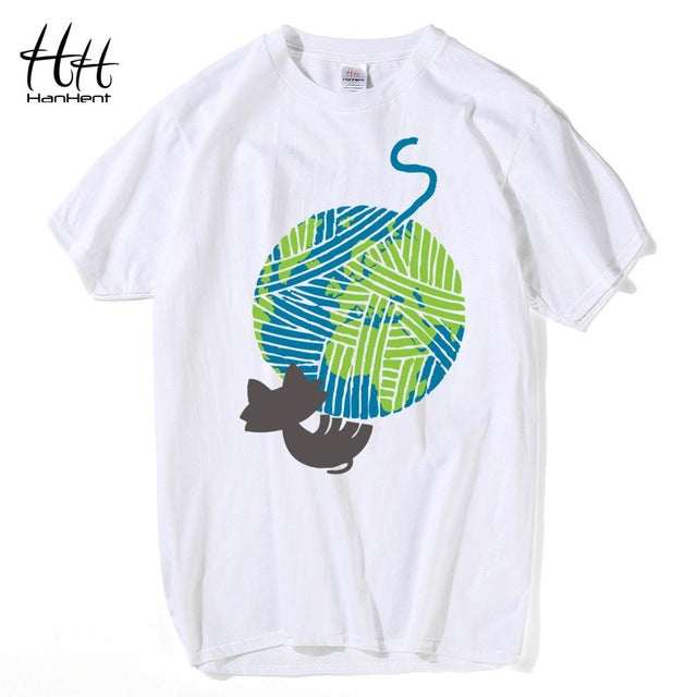 HanHent Cat love Earth Woollen Printed T-shirts