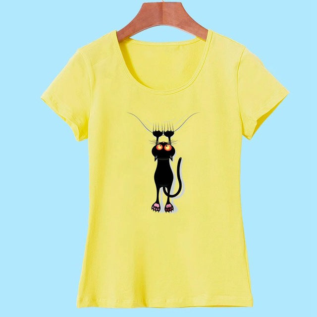 3D Cat Print and Short Sleeve O-neck Vogue tshirt