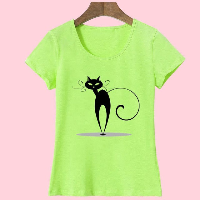 3D Cat Print and Short Sleeve O-neck Vogue tshirt