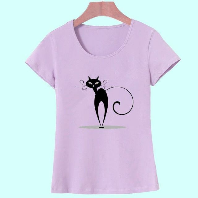 3D Cat Print and Short Sleeve O-neck Vogue tshirt