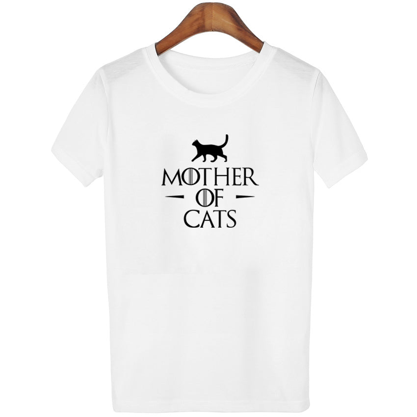 MOTHER OF CATS Letters Animal Printed T-shirts
