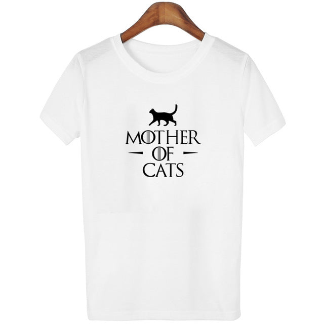 MOTHER OF CATS Letters Animal Printed T-shirts