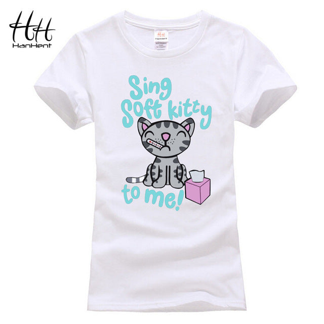 HanHent fashion cute cat soft kitty lover T-shirt