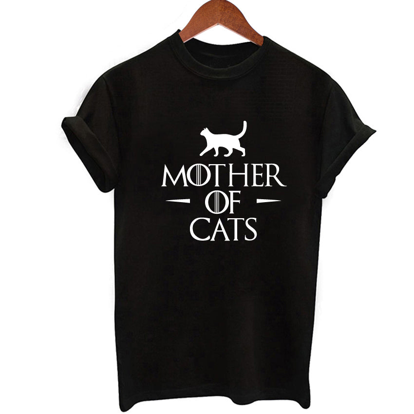T Shirts Women Summer Letter Cat Print Tops