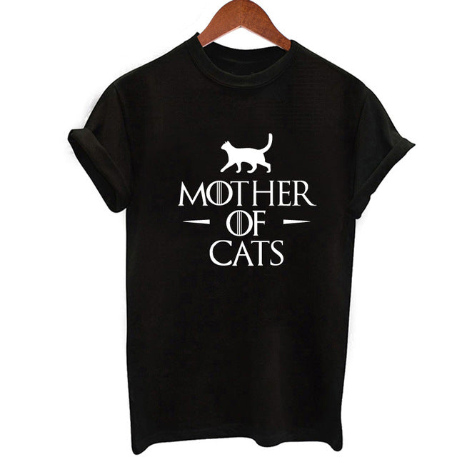 T Shirts Women Summer Letter Cat Print Tops
