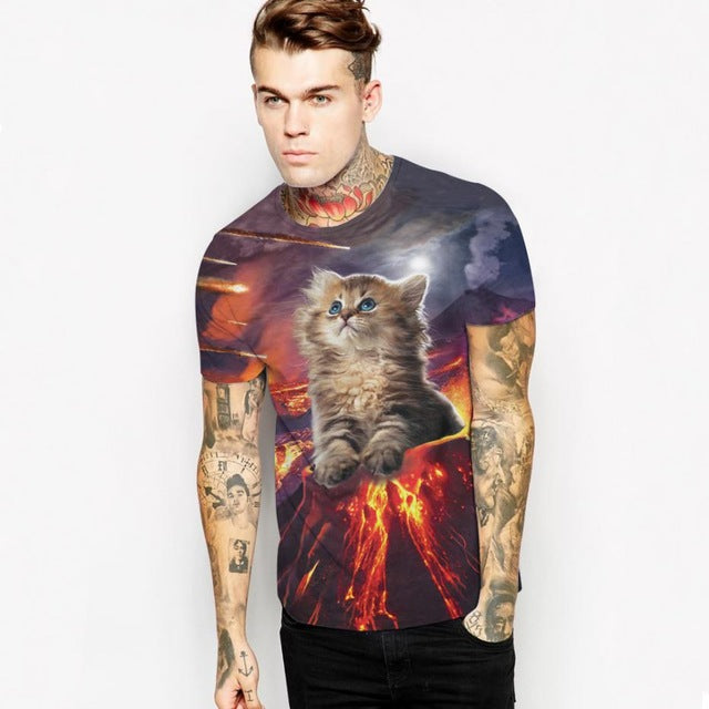 New Fashion T Shirt Women Fancy Cat 3d Printed Couples Tee