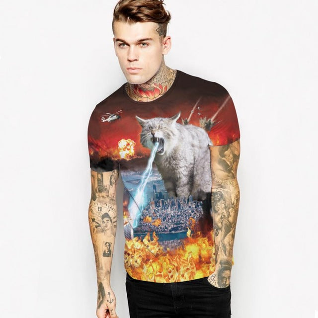 New Fashion T Shirt Women Fancy Cat 3d Printed Couples Tee