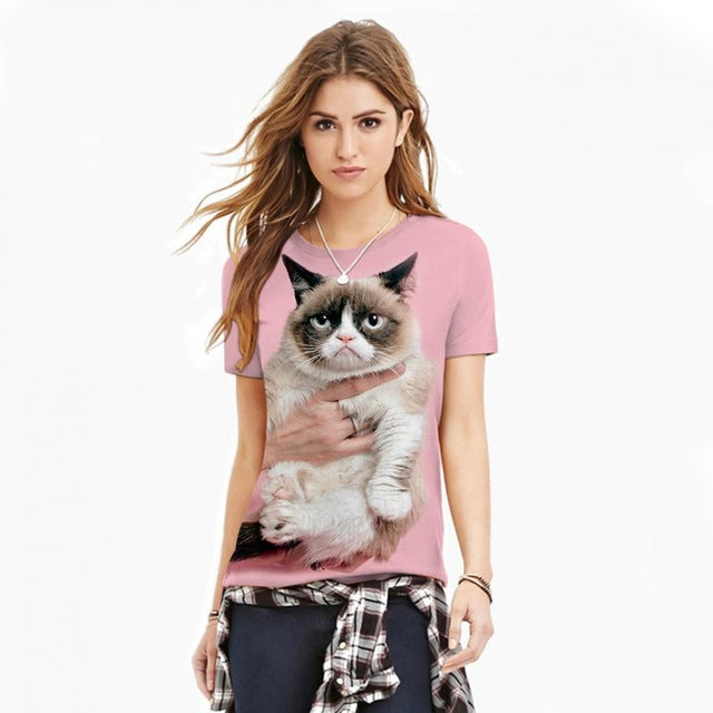 New Fashion T Shirt Women Fancy Cat 3d Printed Couples Tee