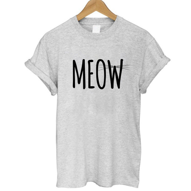 THE COOLMIND Meow Print Women T shirt