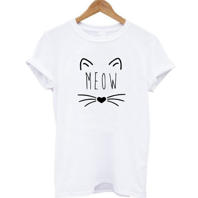 THE COOLMIND Meow Print Women T shirt