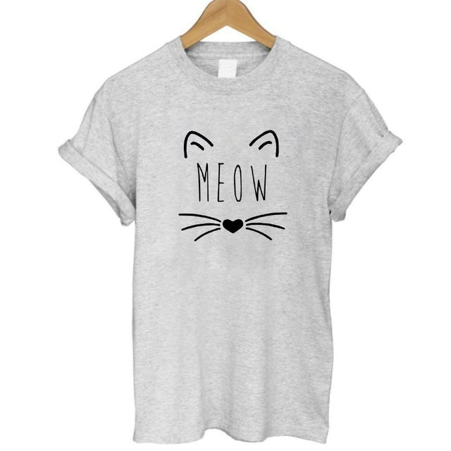 THE COOLMIND Meow Print Women T shirt