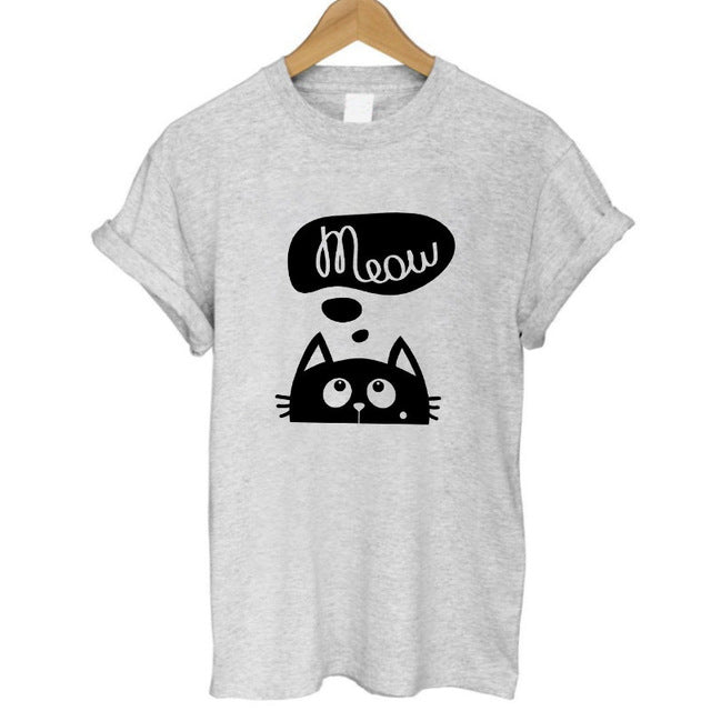 THE COOLMIND Meow Print Women T shirt