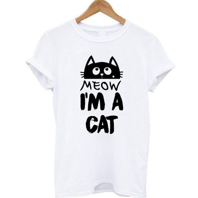 THE COOLMIND Meow Print Women T shirt