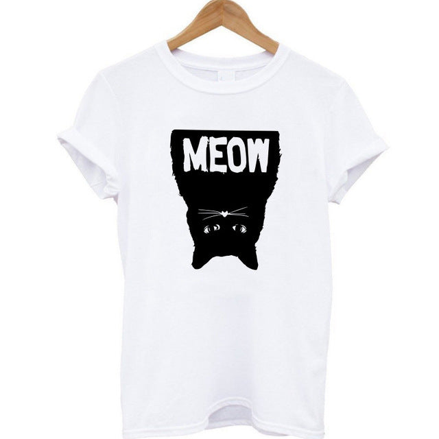THE COOLMIND Meow Print Women T shirt