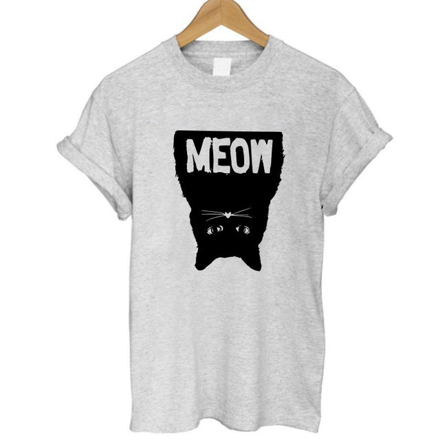 THE COOLMIND Meow Print Women T shirt