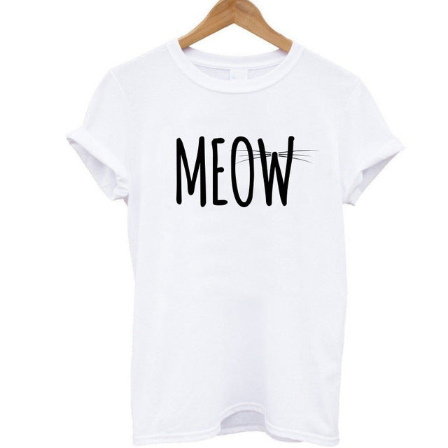 THE COOLMIND Meow Print Women T shirt
