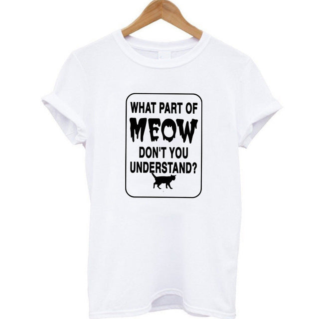 THE COOLMIND 100% Cotton Meow CAT Print Women T-shirt