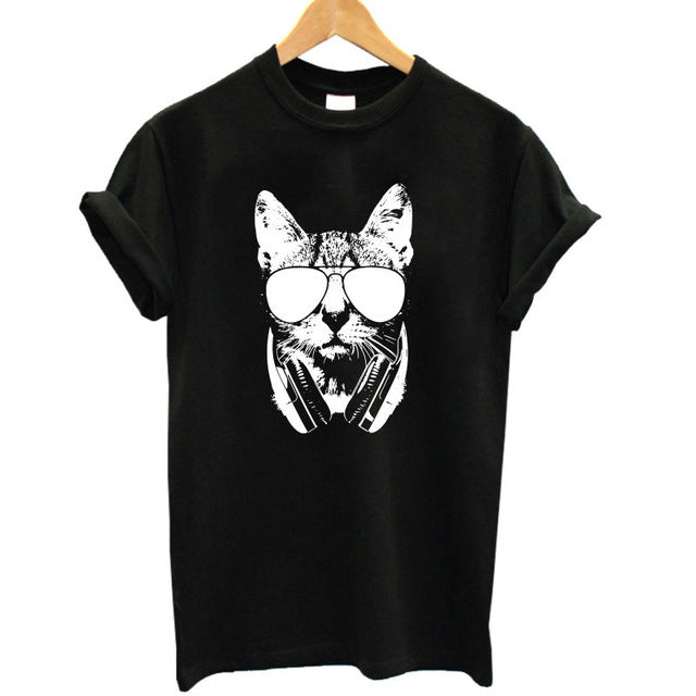 THE COOLMIND 100% Cotton Meow CAT Print Women T-shirt