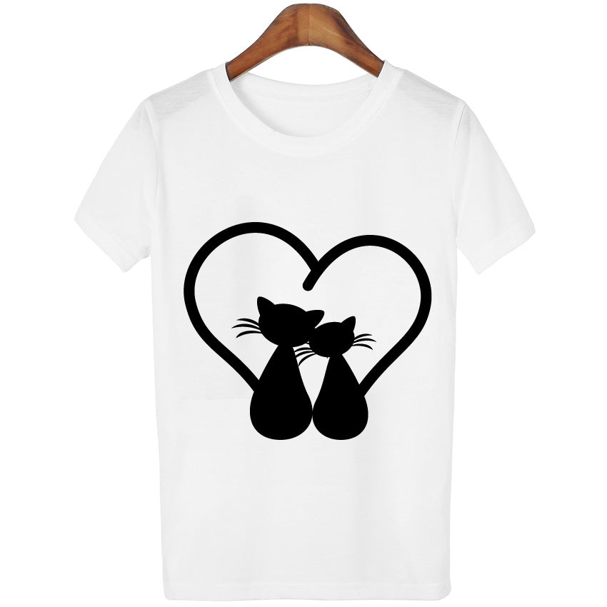 Cat Lover printed White T-shirts