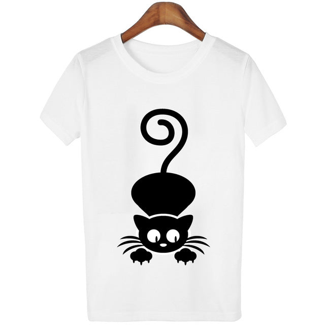Cat Lover printed White T-shirts