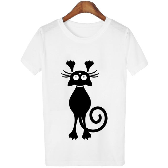 Cat Lover printed White T-shirts