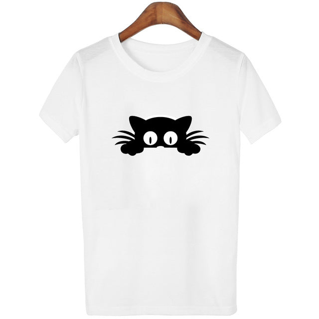 Cat Lover printed White T-shirts