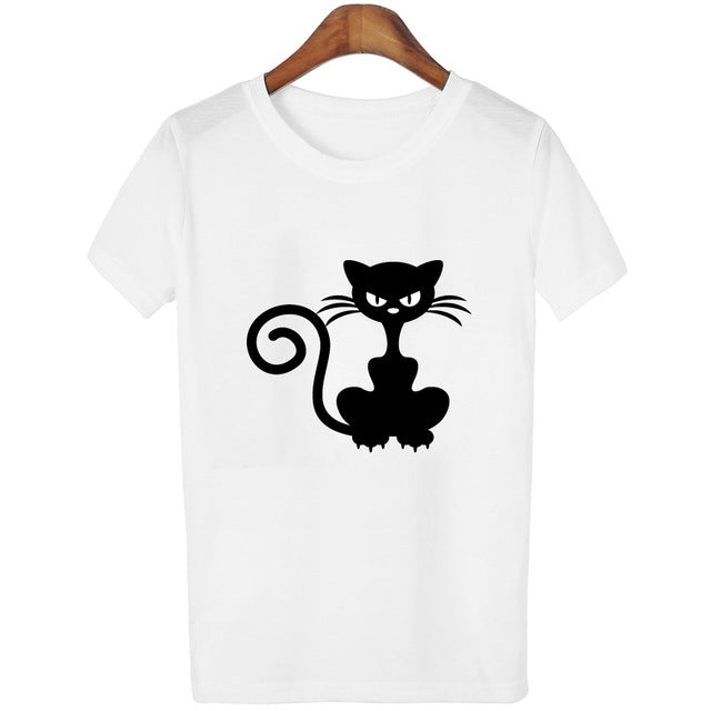 Cat Lover printed White T-shirts