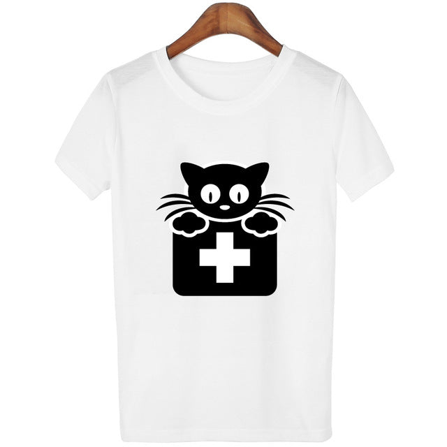 Cat Lover printed White T-shirts