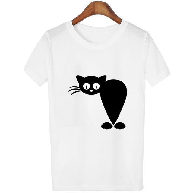 Cat Lover printed White T-shirts