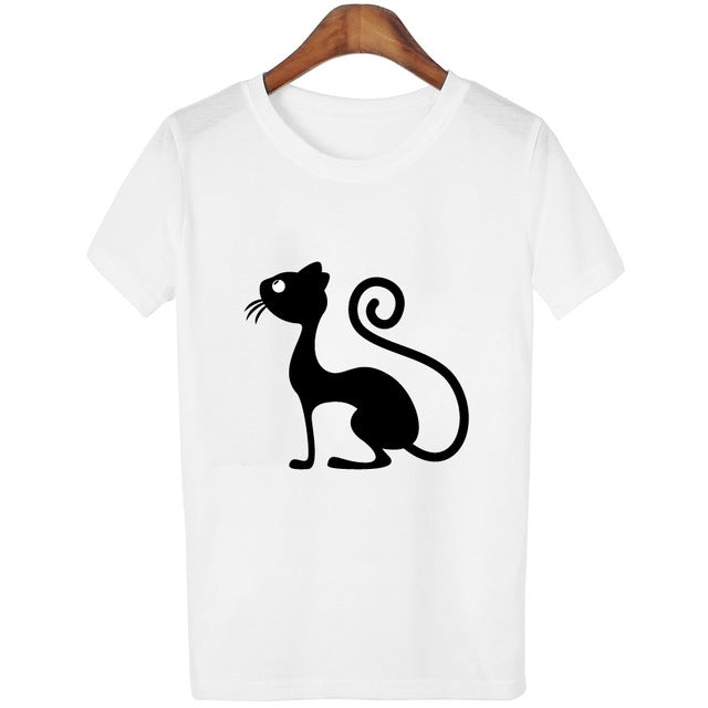 Cat Lover printed White T-shirts