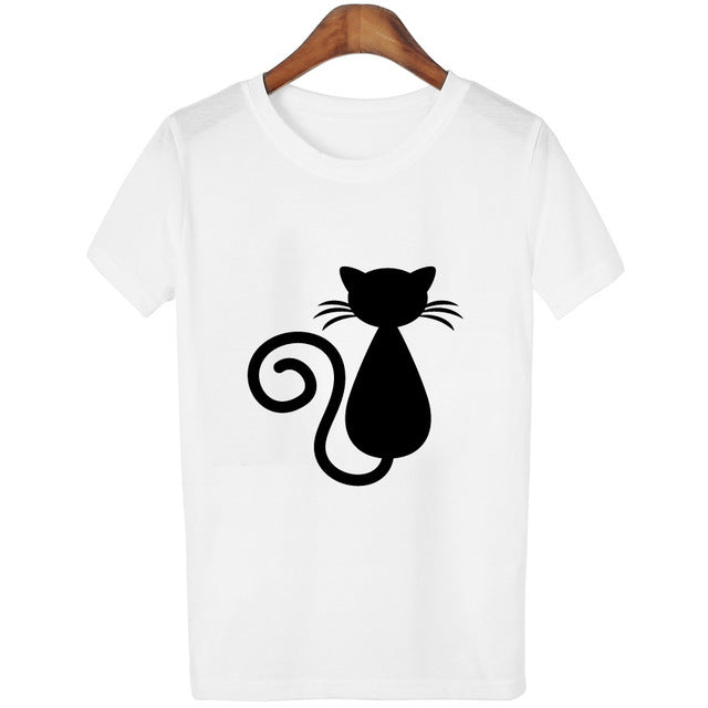 Cat Lover printed White T-shirts